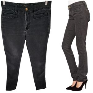 Anthropologie MiH Oslo Mid-Rise Long Slim Straight Leg Jean Black SZ 26